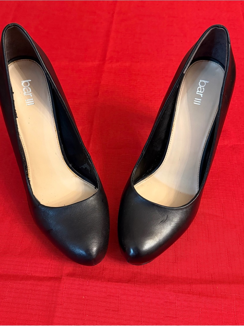 Bar III Black Round-Toe Low Block Heel Pump